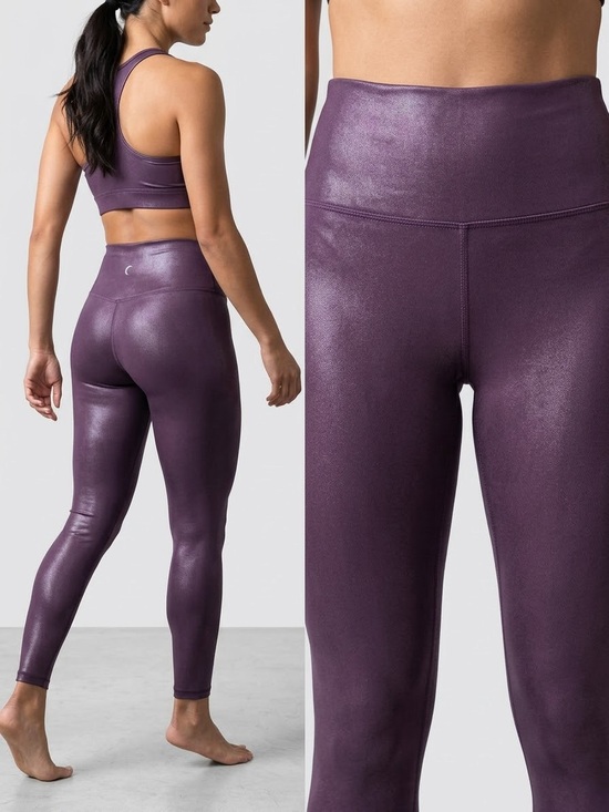 Zyia Active Pants - Zyia Active Purple Metallic Shimmer High Rise Leggings Size 8-10